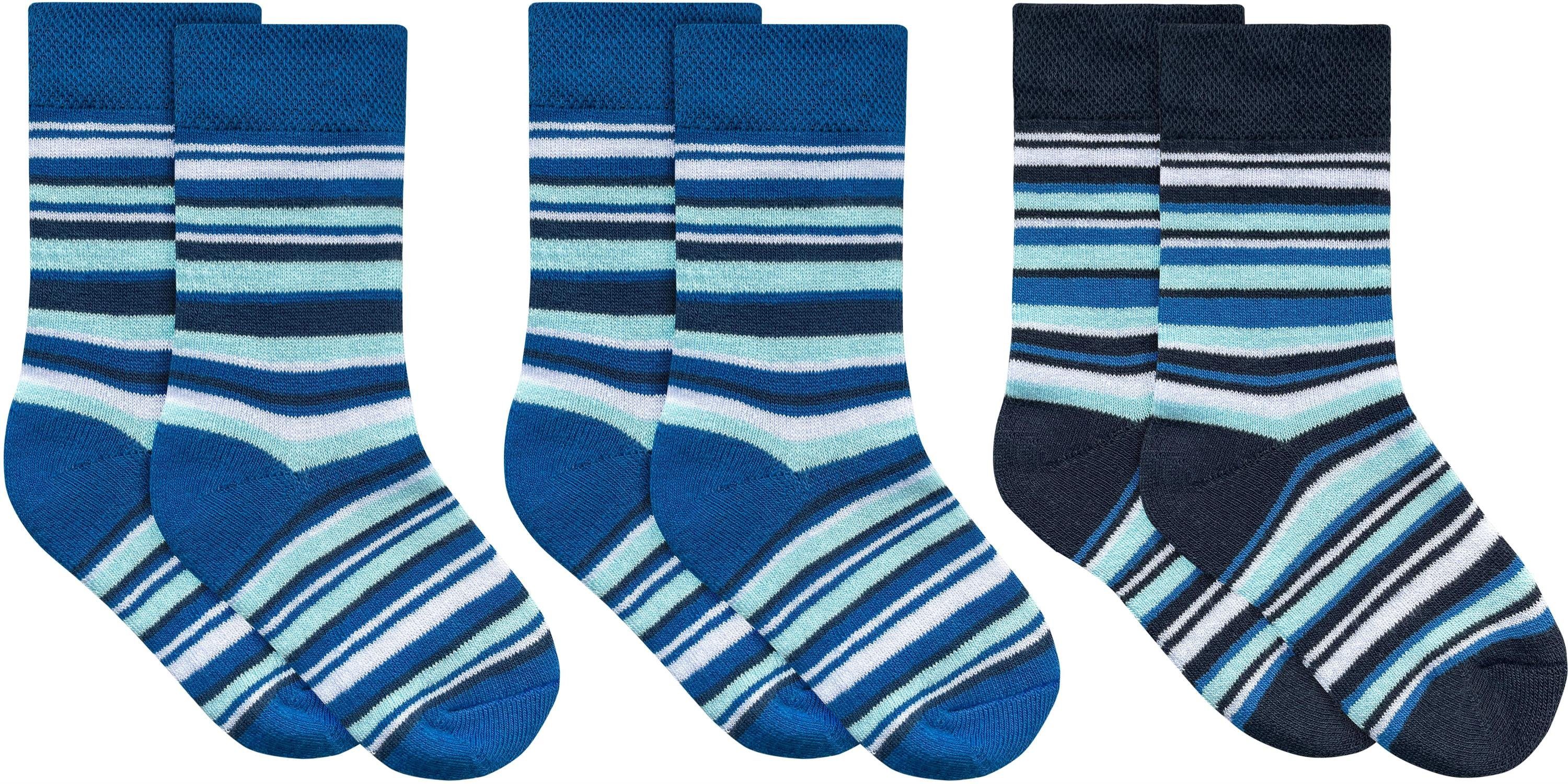 normani Basicsocken 3 Paar Kinder-Ringel-Thermosocken (Set, 3 Paar) weiche Frotteefütterung