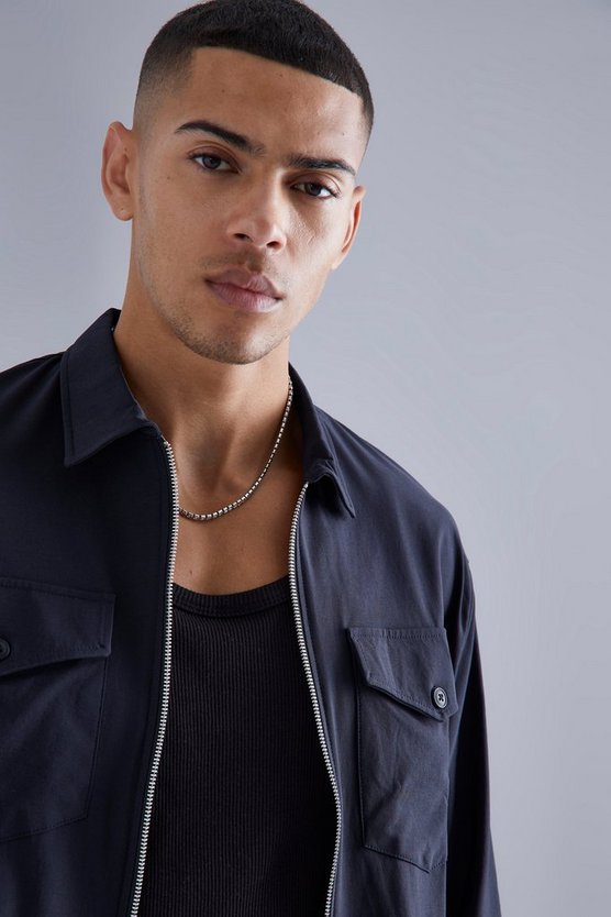Smartes Nylon Overshirt mit Reißverschluss