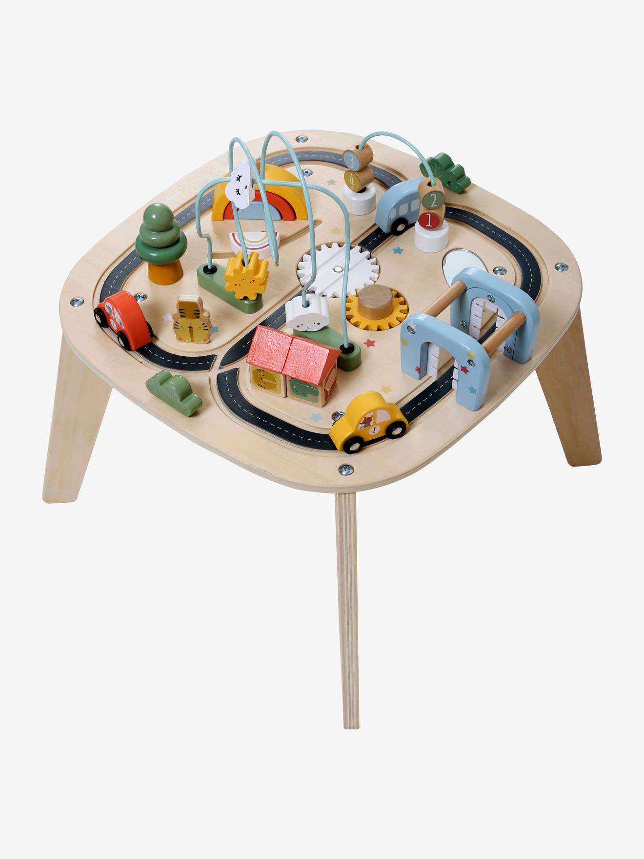 Vertbaudet Baby Activity-Tisch mit Autos, Holz FSC - beige
