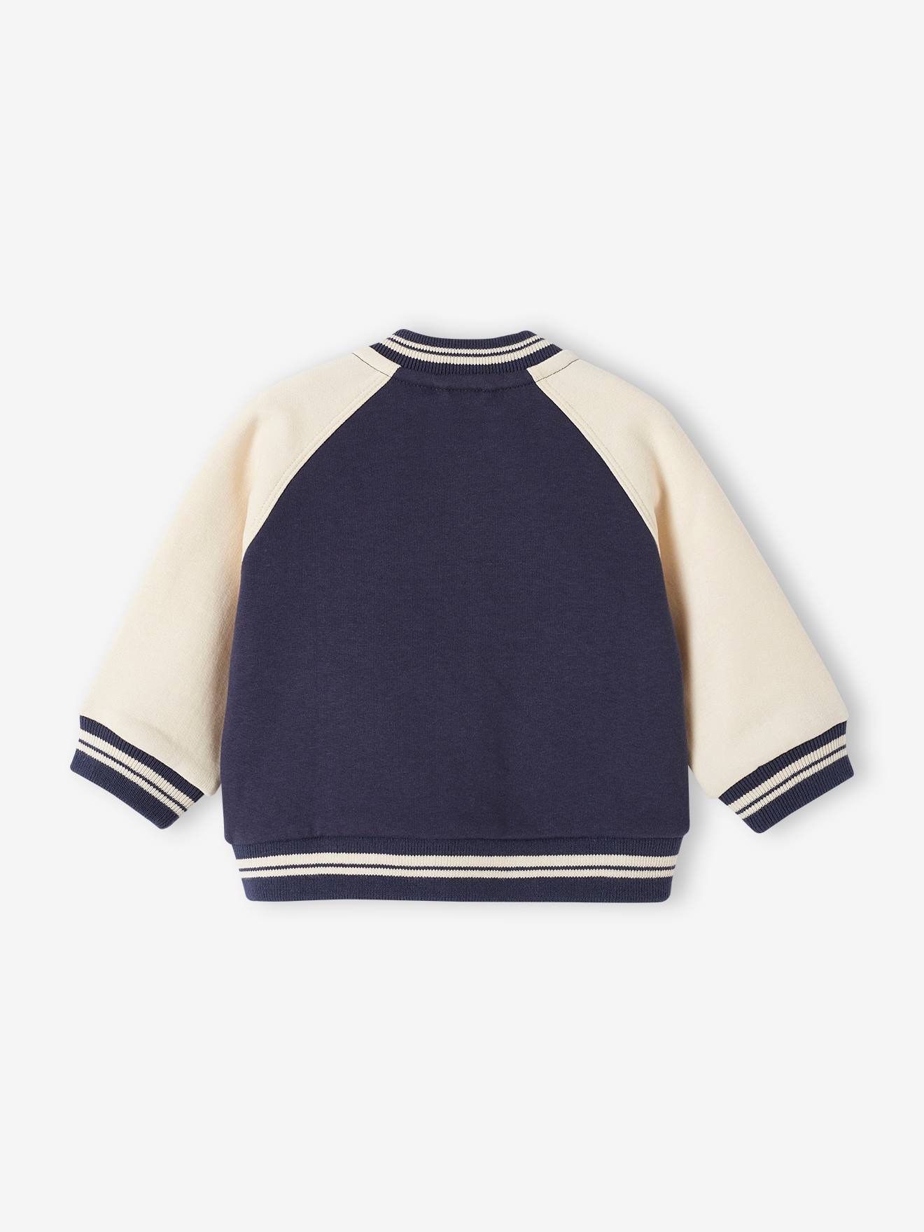 Blouson teddy bébé zippé en molleton bleu nuit