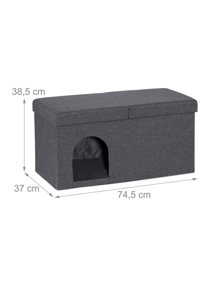 relaxdays Katzenhöhle in Grau - (B)74,5 x (H)38,5 x (T)37 cm günstig kaufen onesize