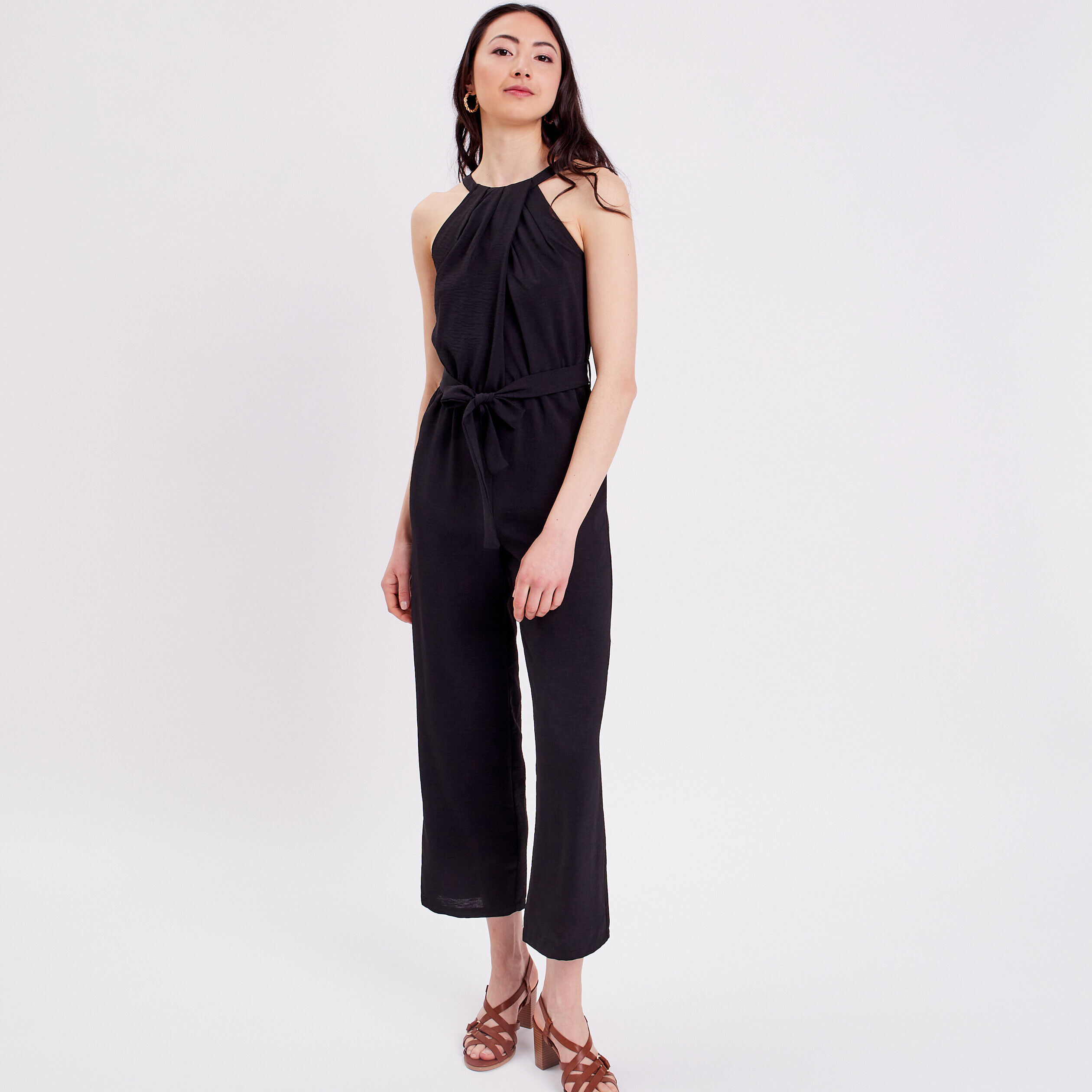 Combinaison pantalon ceinturée noir femme | Cache Cache