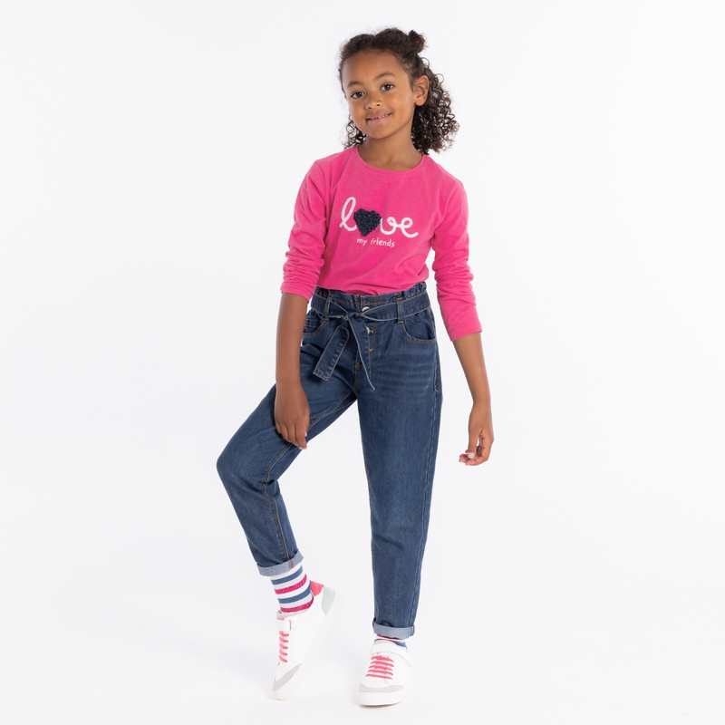 T-shirt à message love rose fille