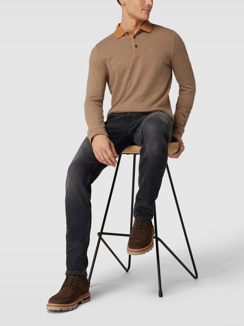 Boots aus echtem Leder mit Kontraststreifen Modell 'RUBINO' in dunkelbraun