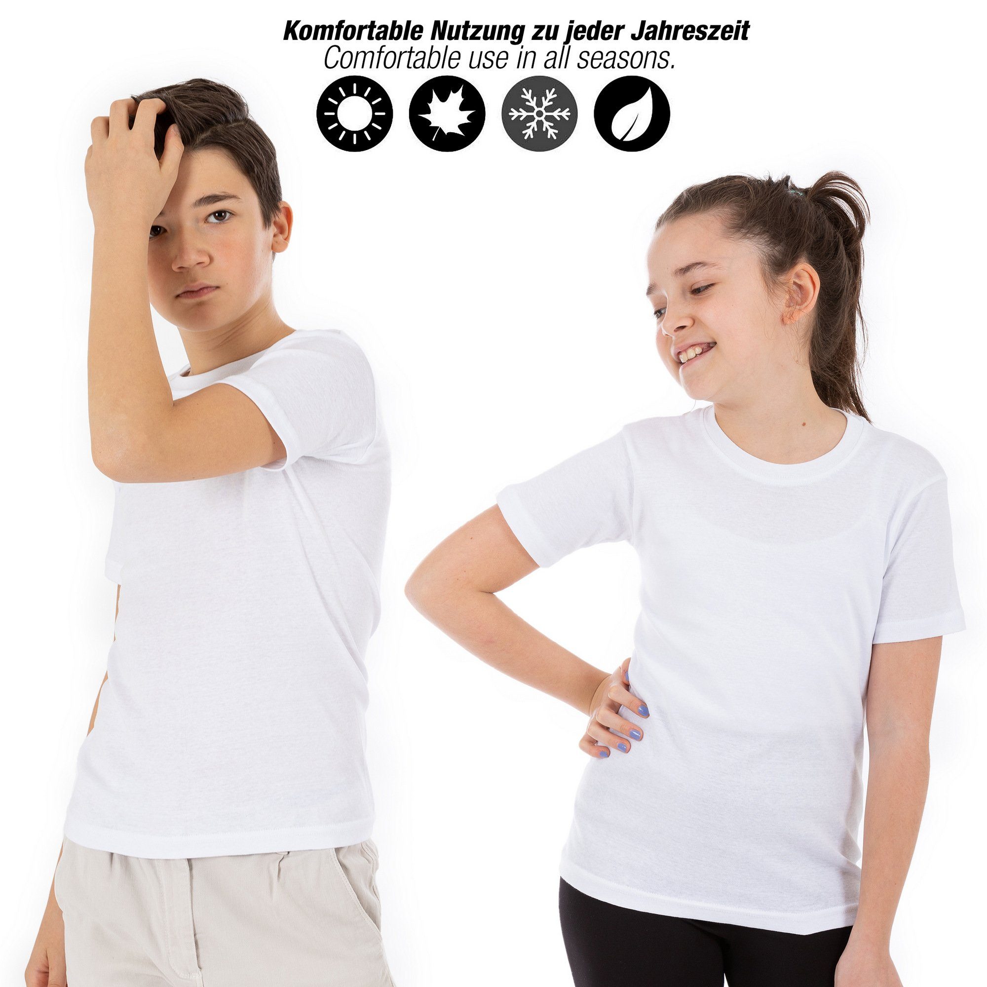 LOREZA Unterhemd 5 Jungen & Mädchen Unterhemd Kurzarm Shirt - T-Shirt 100% Baumwolle (Spar-Packung, 5-St)