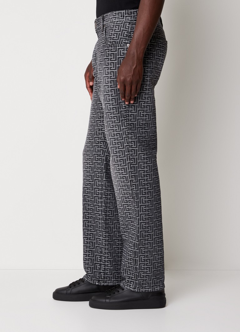 Balmainin suorat farkut, joissa on jacquard-logokuvio