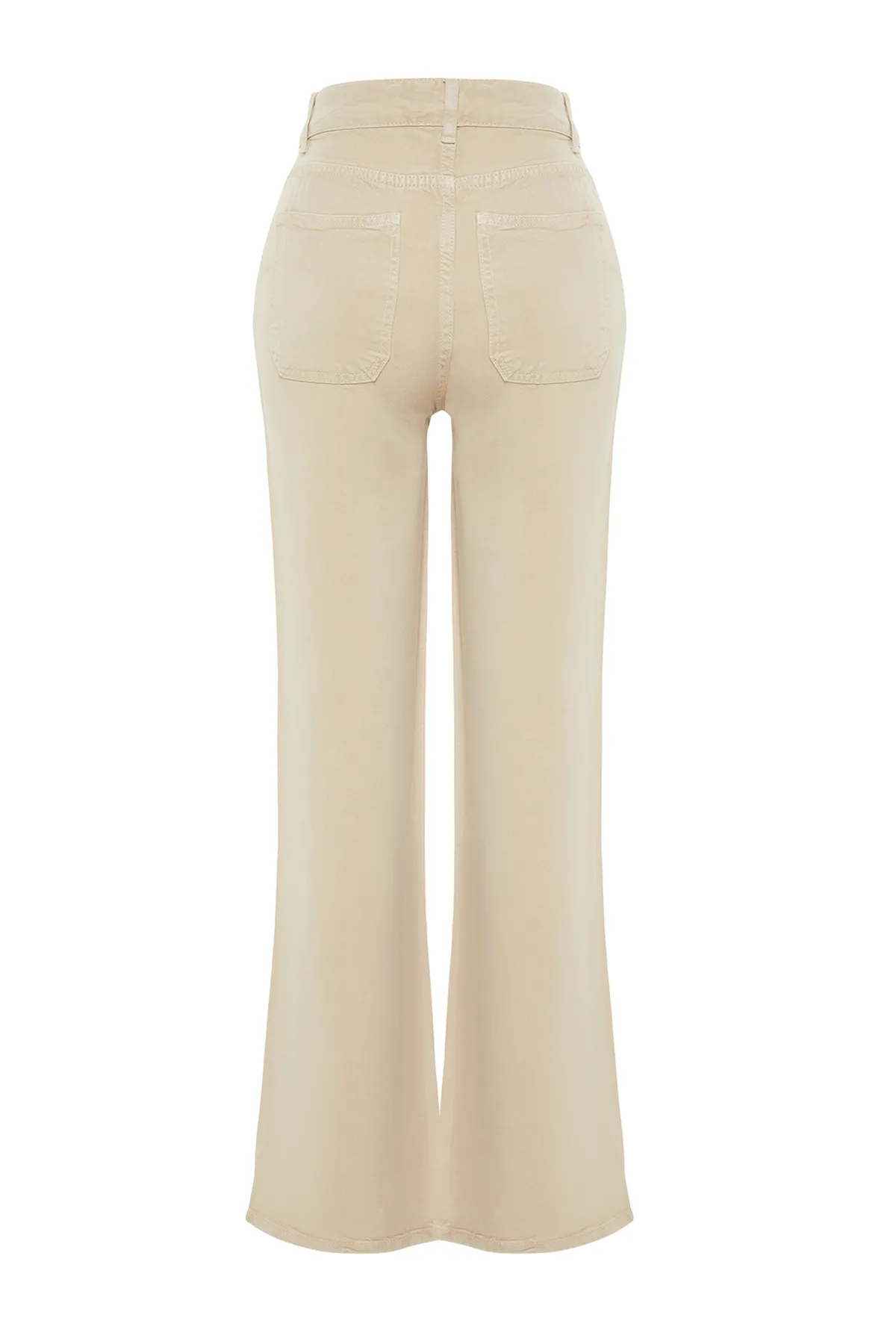 Trendyol Collection  Beige Jeans mit niedriger Taille und weitem Bein, 100 % Tencel™ TWOSS23JE00219
