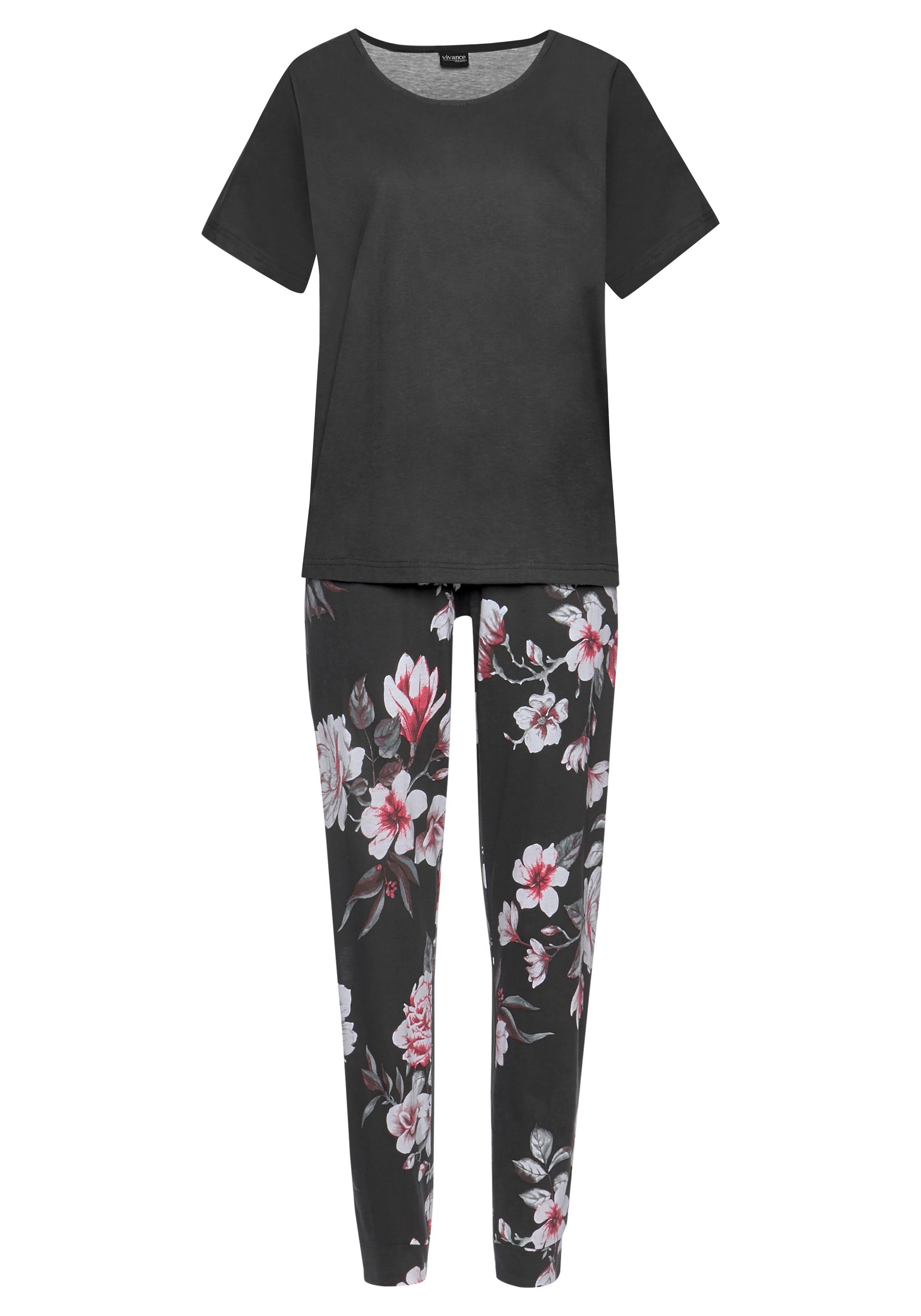 Vivance Dreams Pyjama mit Hortensienmuster