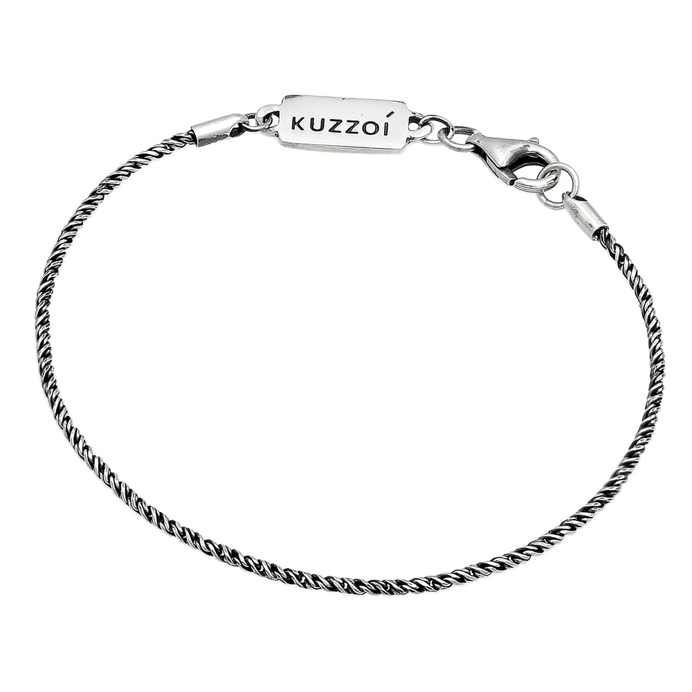 KUZZOI KUZZOI Bracelet Collier pour homme avec cordon torsadé Basic Elegant oxydé en arg Bracelet