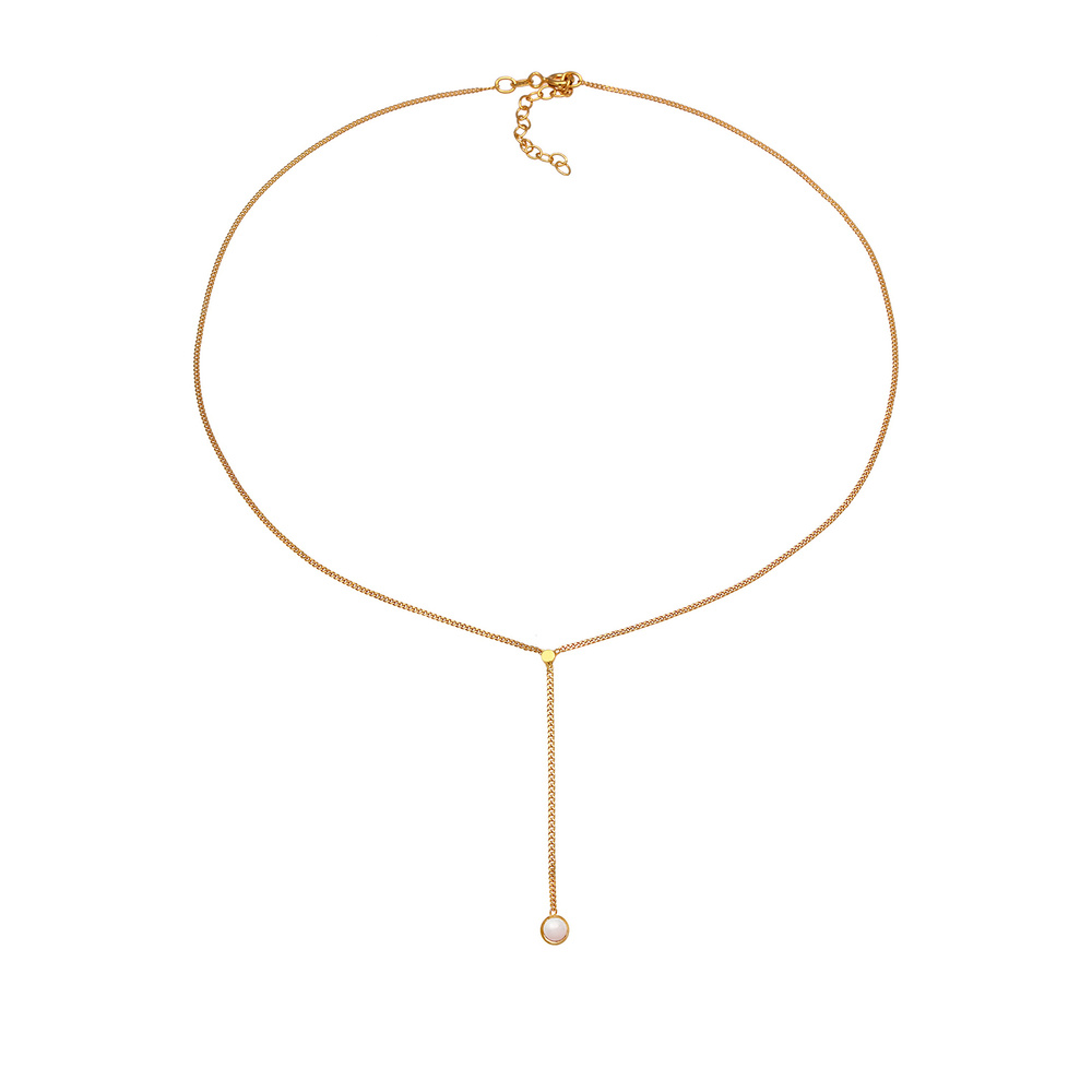 Elli Elli Collier Collier en Y pour dames - Solitaire rose avec quartz en argent sterl collier