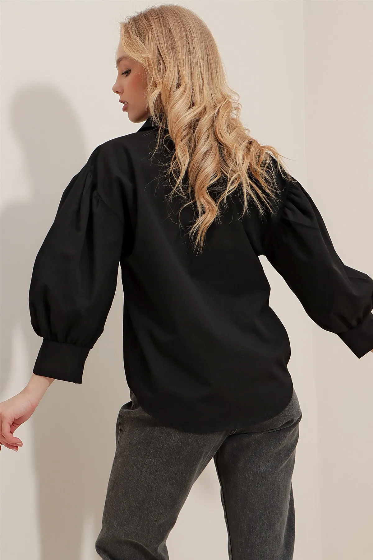 Trend Alaçatı Stili  Hemd - Schwarz - Regular Fit