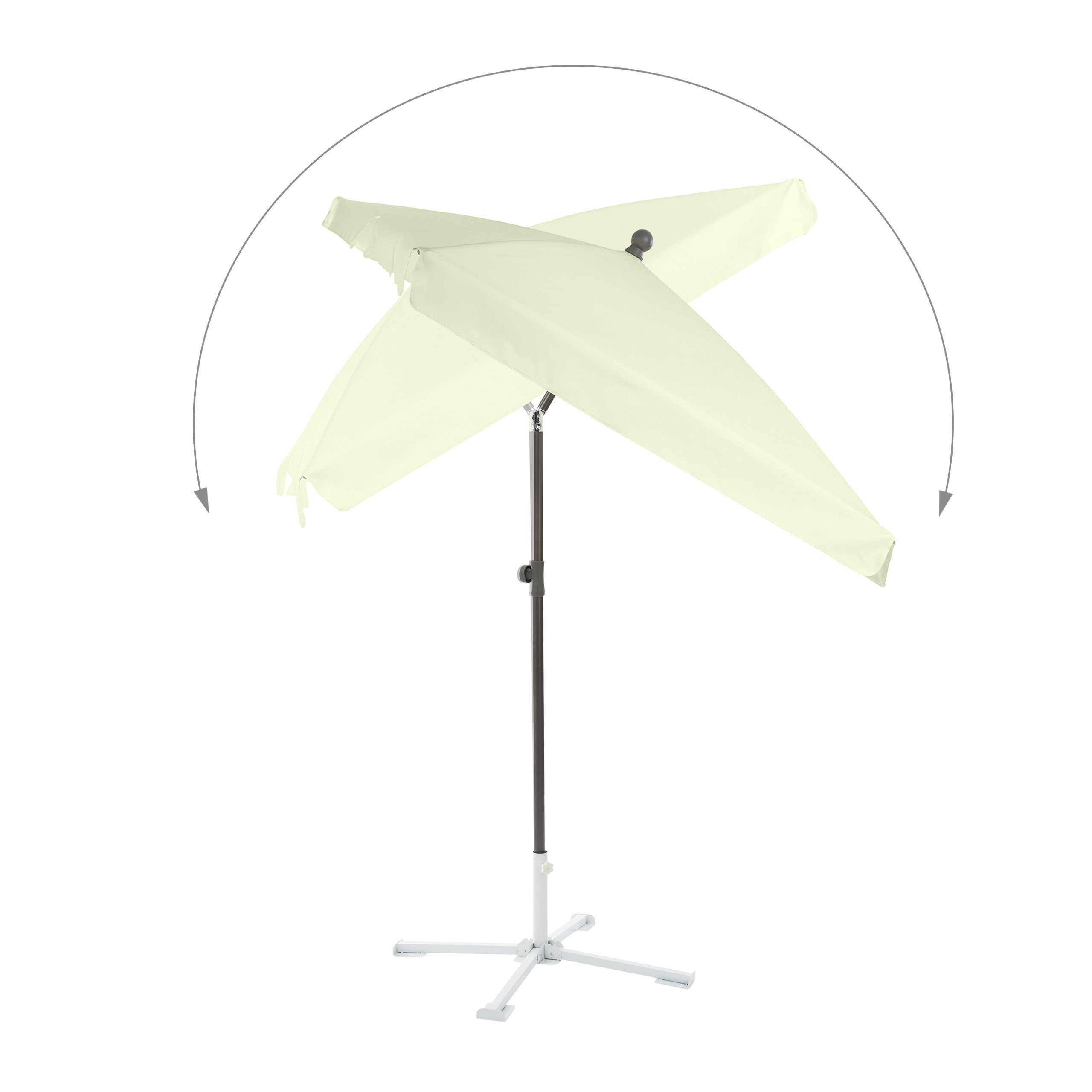relaxdays Sonnenschirm Rechteckiger Sonnenschirm für den Garten, Weiß