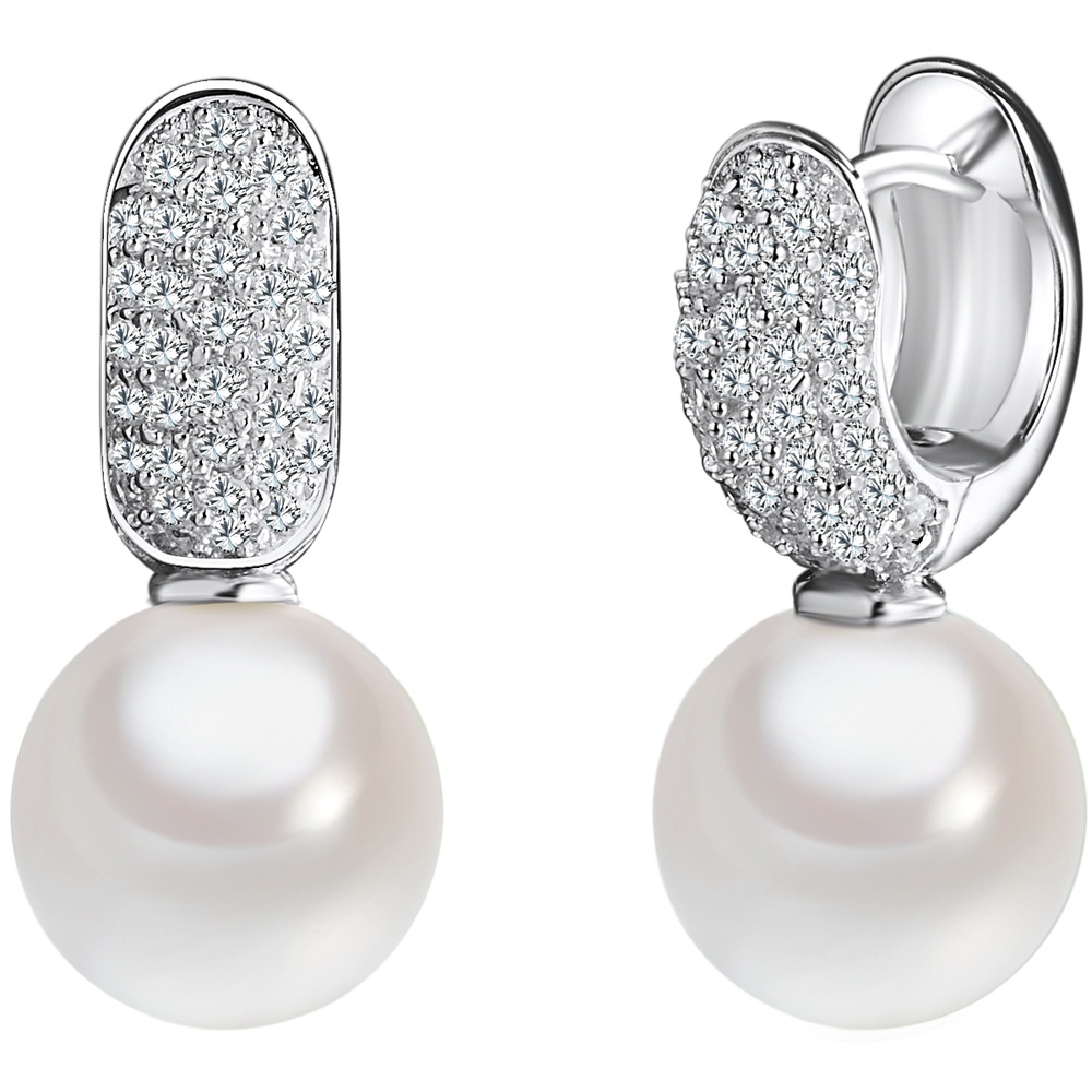 Rafaela Donata Boucles d'oreille en argent Argent sterling Oxyde de zirconium (CZ) Perles organi Boucles d'oreilles