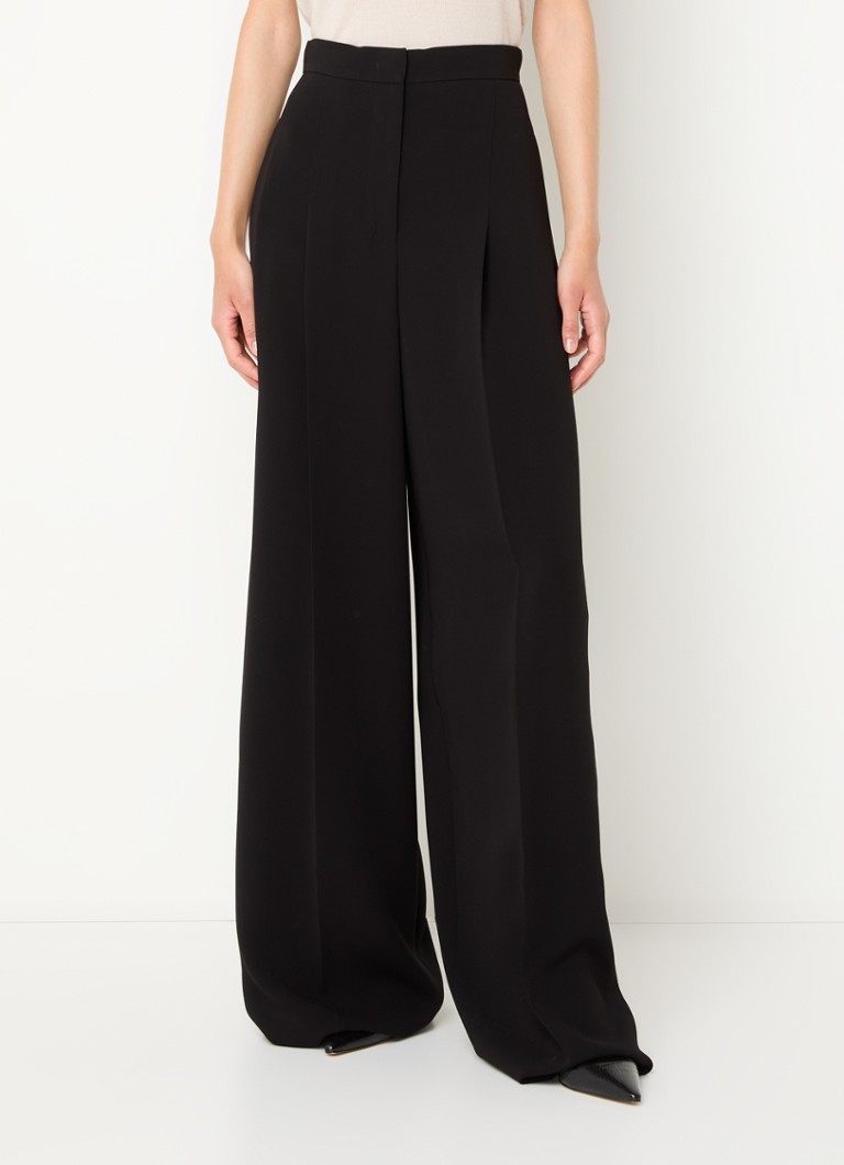 MaxMara Lino high waist wide fit trousers with pressed pleat