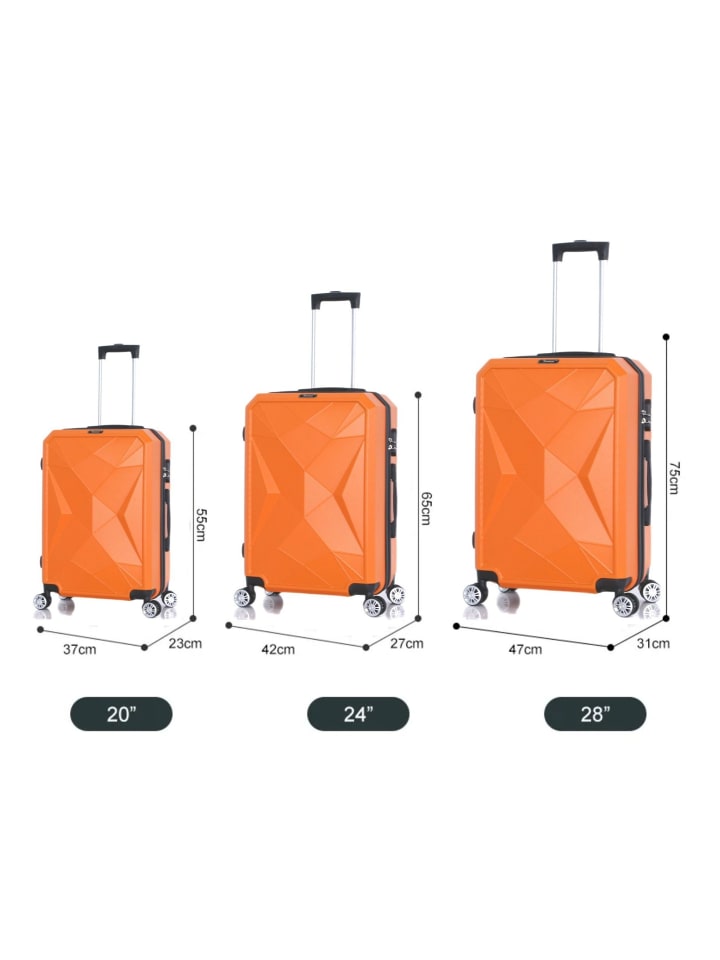 Cheffinger Reisekoffer ABS-03 Koffer 3-teilig Hartschale Trolley Set Kofferset in Orange günstig kaufen onesize
