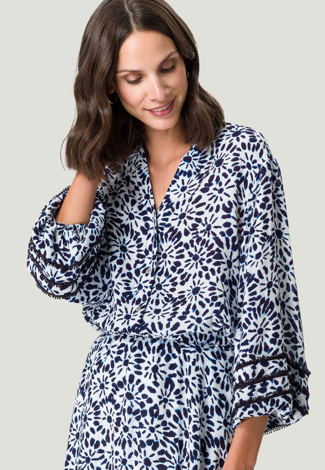 Bluse Print mit V-Ausschnitt
