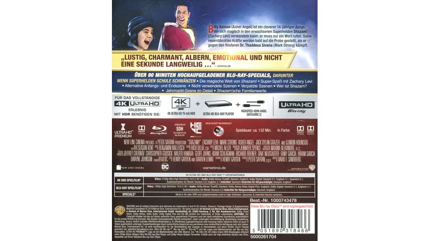 Shazam!  (4K Ultra HD) (+ Blu-ray 2D)