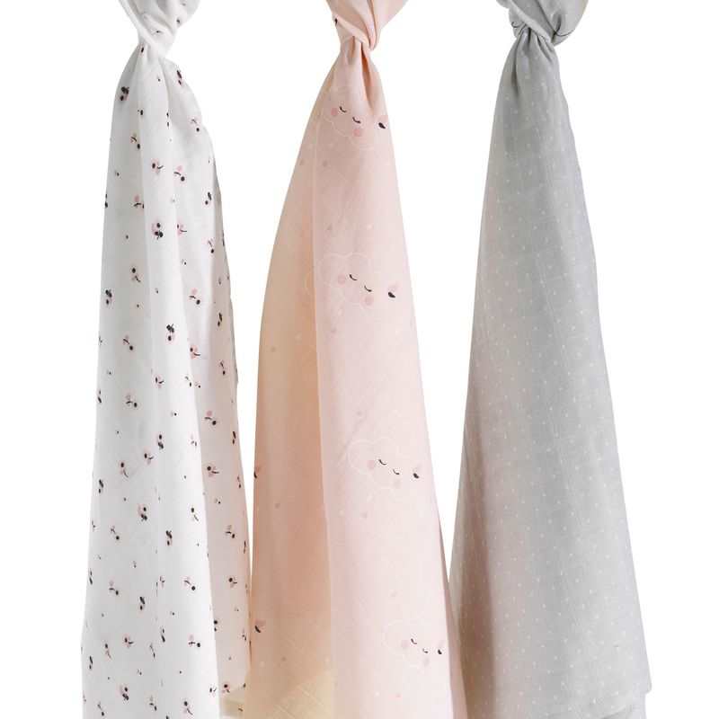 Lot de 3 langes coton bio Miss fleur de lune
