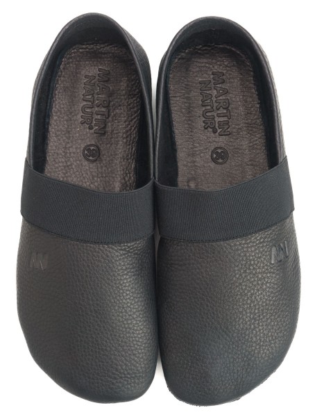Martin Natur ~ Bio Leder Slipper Apache ~ Schwarz