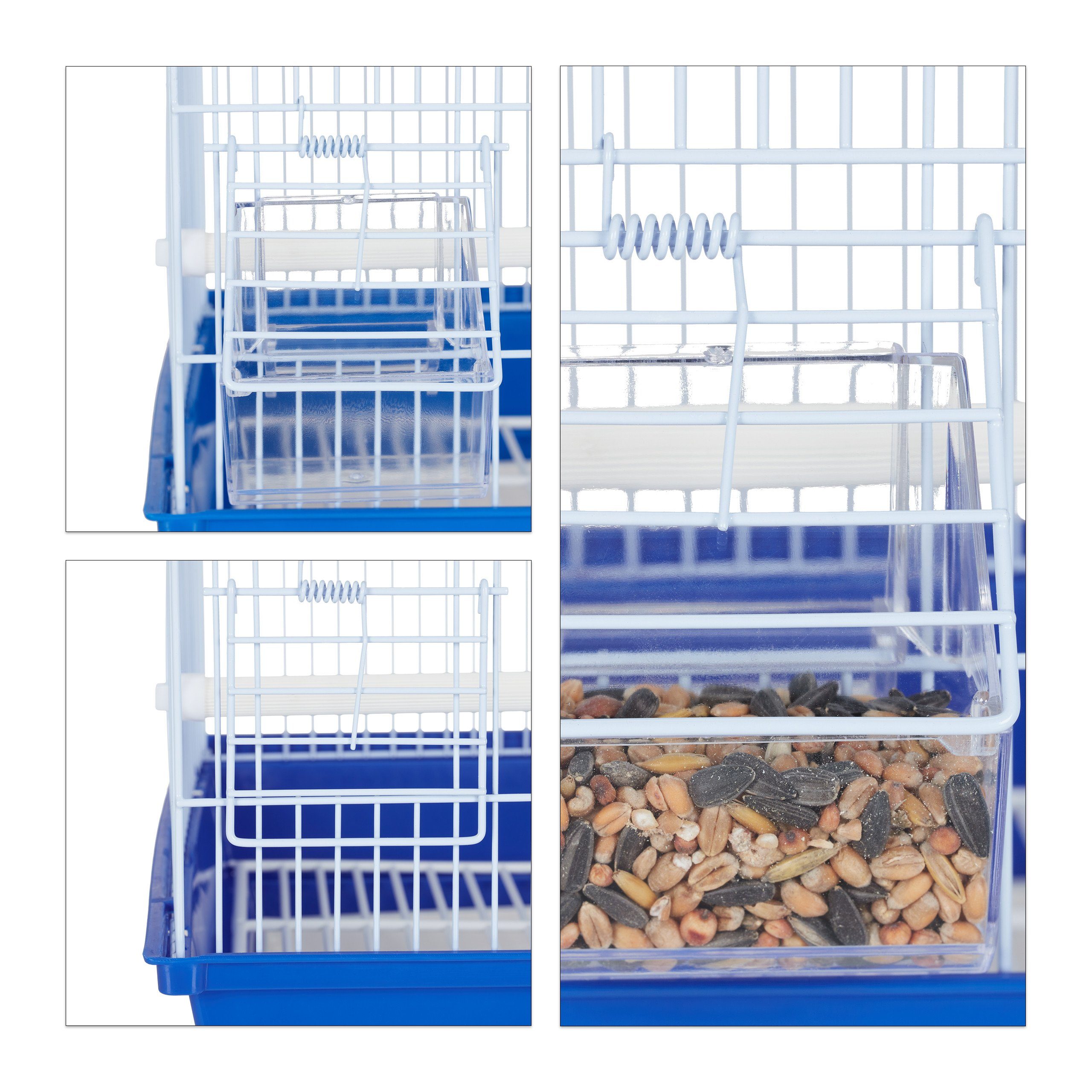 relaxdays Vogelkäfig Vogelkäfig mit Zubehör blau