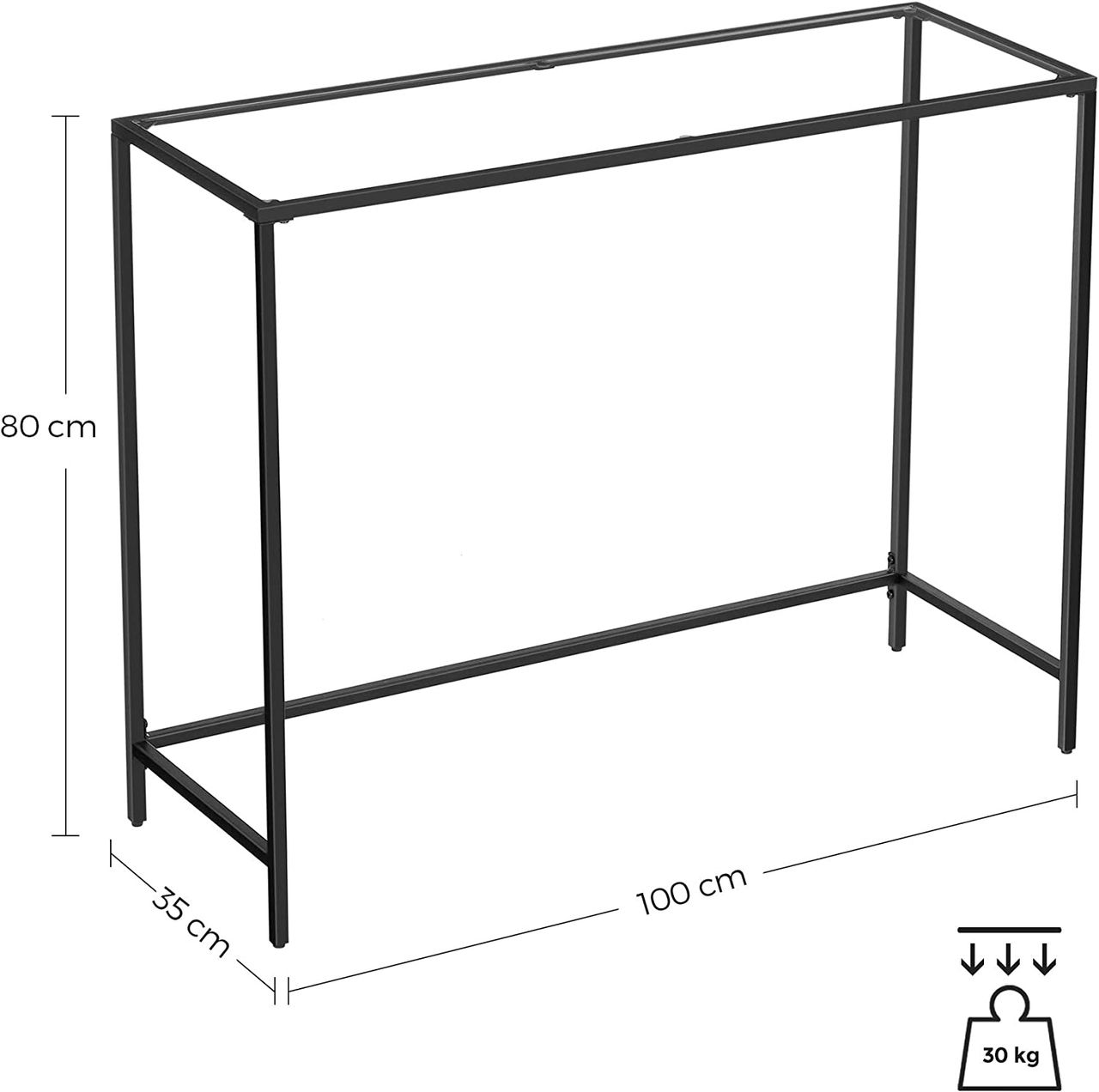 Vasagle Konsolentabelle, 100.5x35.6x80cm, Schwarz