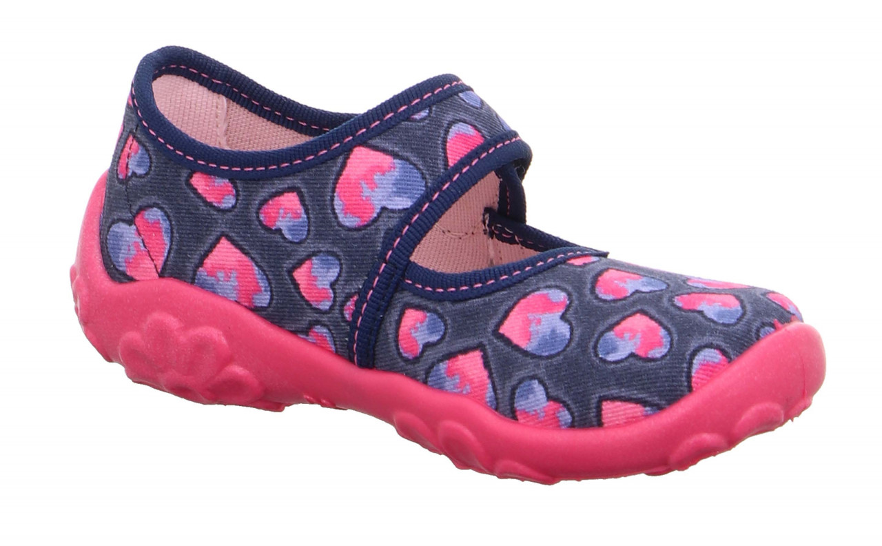 BONNY - Blau/Pink Hausschuh mit Klettverschluss