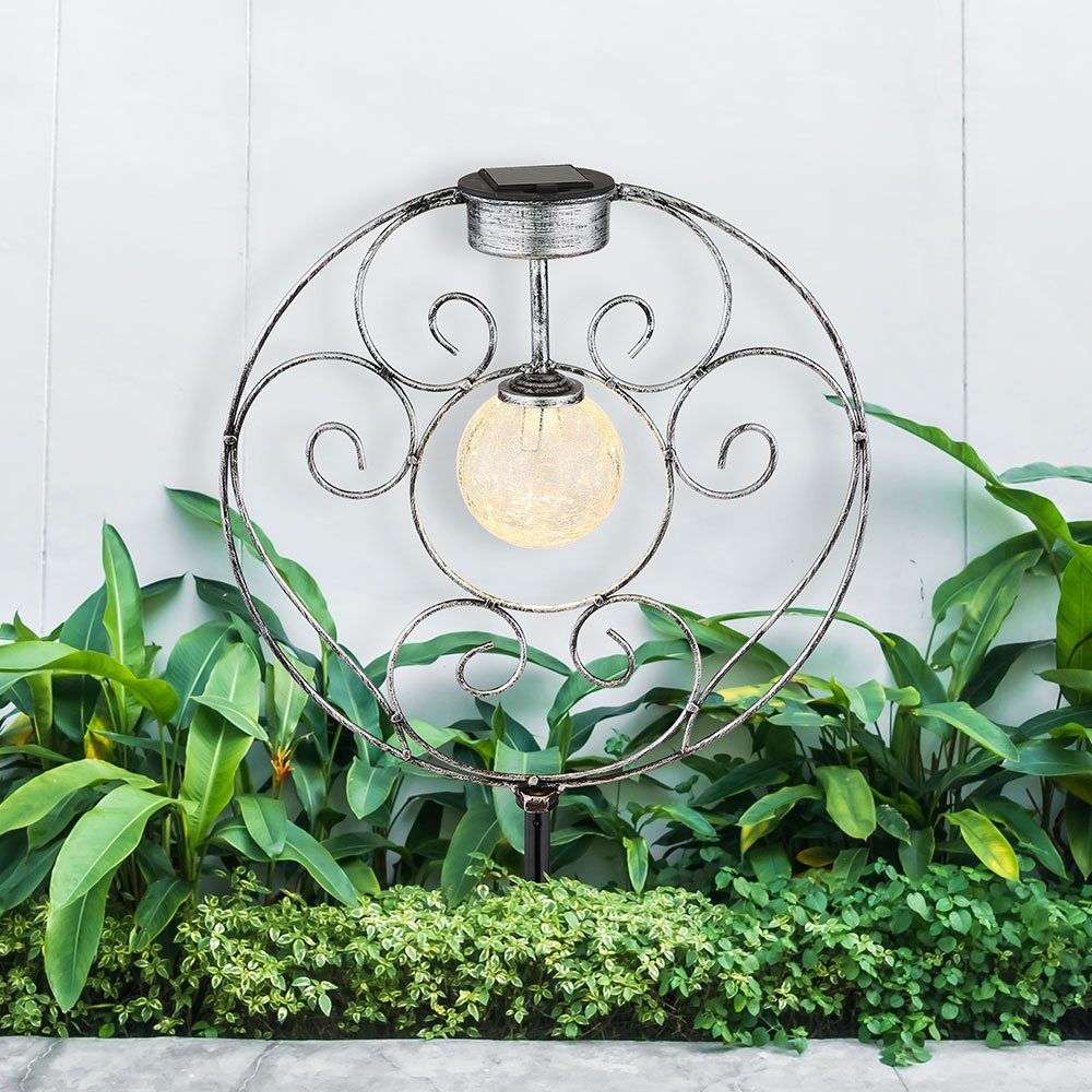 etc-shop LED Solarleuchte, LED-Leuchtmittel fest verbaut, Warmweiß, Solarlampe Gartenlampe orientalische Glaskugel Dekoleuchte