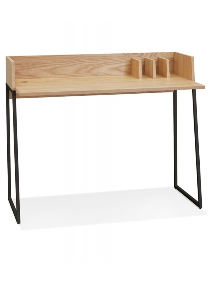 KADIMA DESIGN Schreibtisch SALMON aus Holz und Metall | Moderner Stil in Beige-Schwarz günstig kaufen onesize