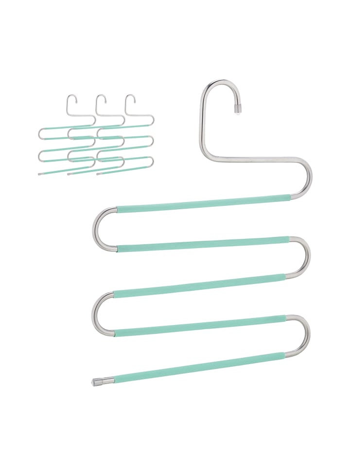 relaxdays 4 x Mehrfach-Hosenbügel in Silber/ Mint günstig kaufen onesize