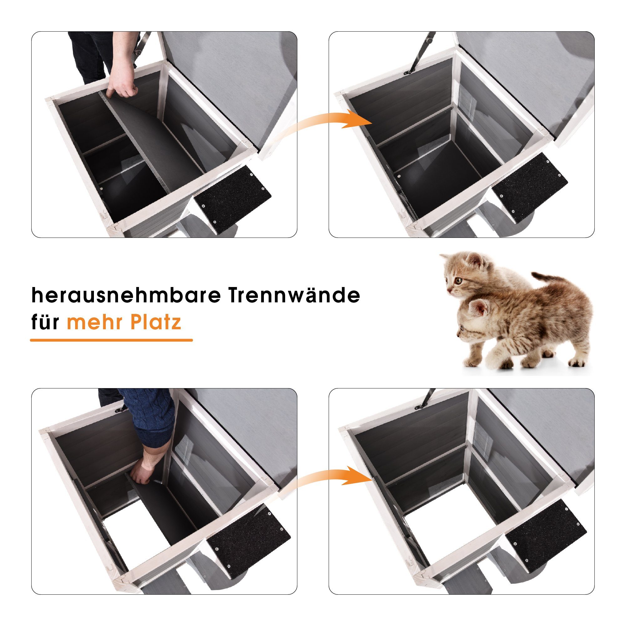 Lovupet Kleintierstall Lovupet Katzenhaus Katzenvilla isoliert Katzenhütte 0508/0509, 2 Etagen Indoor und Outdoor, Wetterfest,Tannenholz