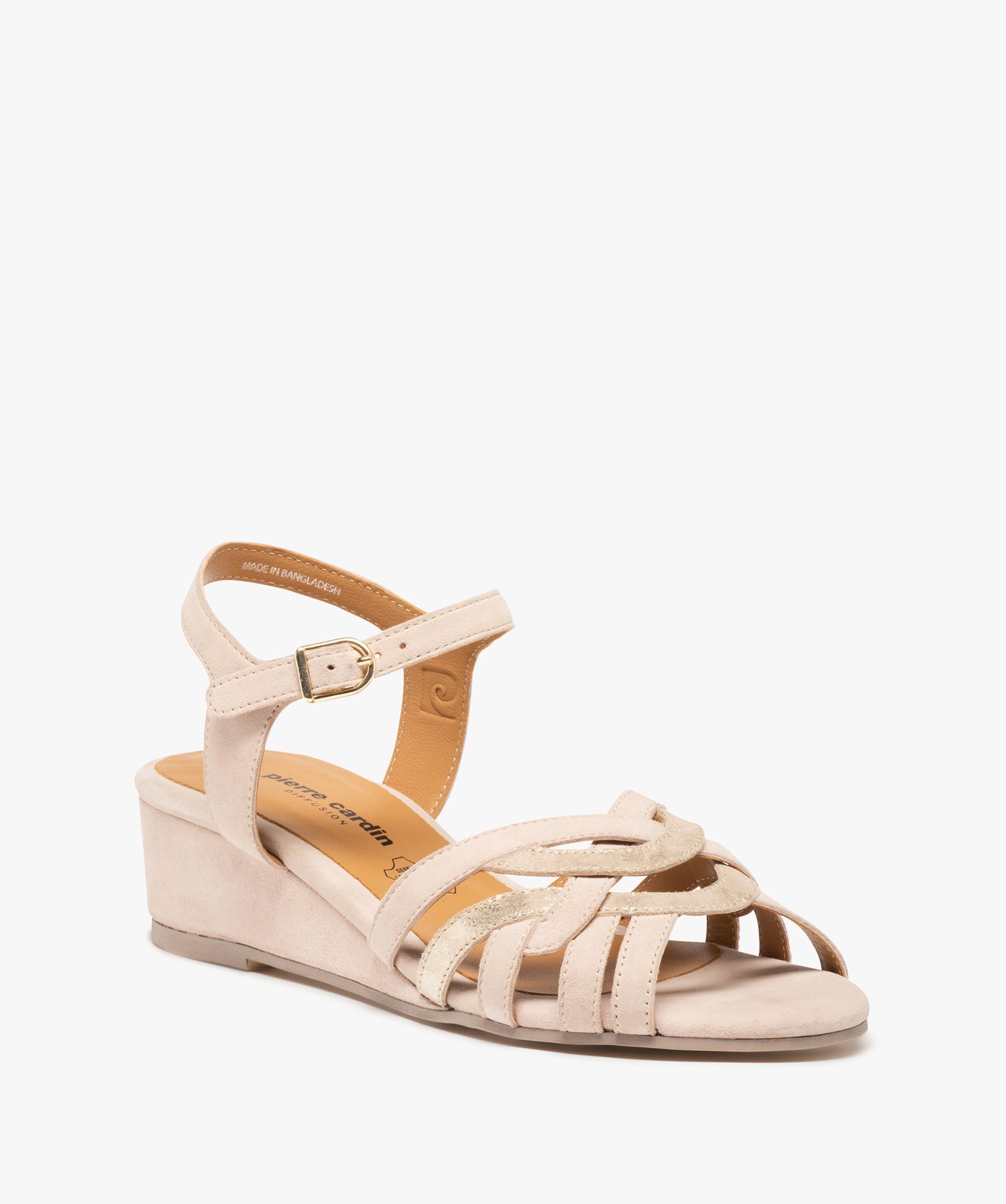 Sandales femme à talon dessus cuir brillant – Pierre Cardin beige | GEMO