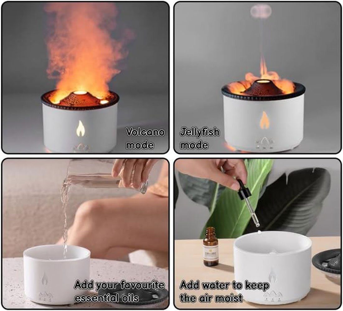 Sarfly Luftbefeuchter Volcano Luftbefeuchter, Ultra Silent Flame Diffusor Luftbefeucht 360ML