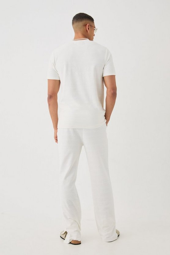 Gestreifte Jacquard-Jogginghose mit geteiltem Saum