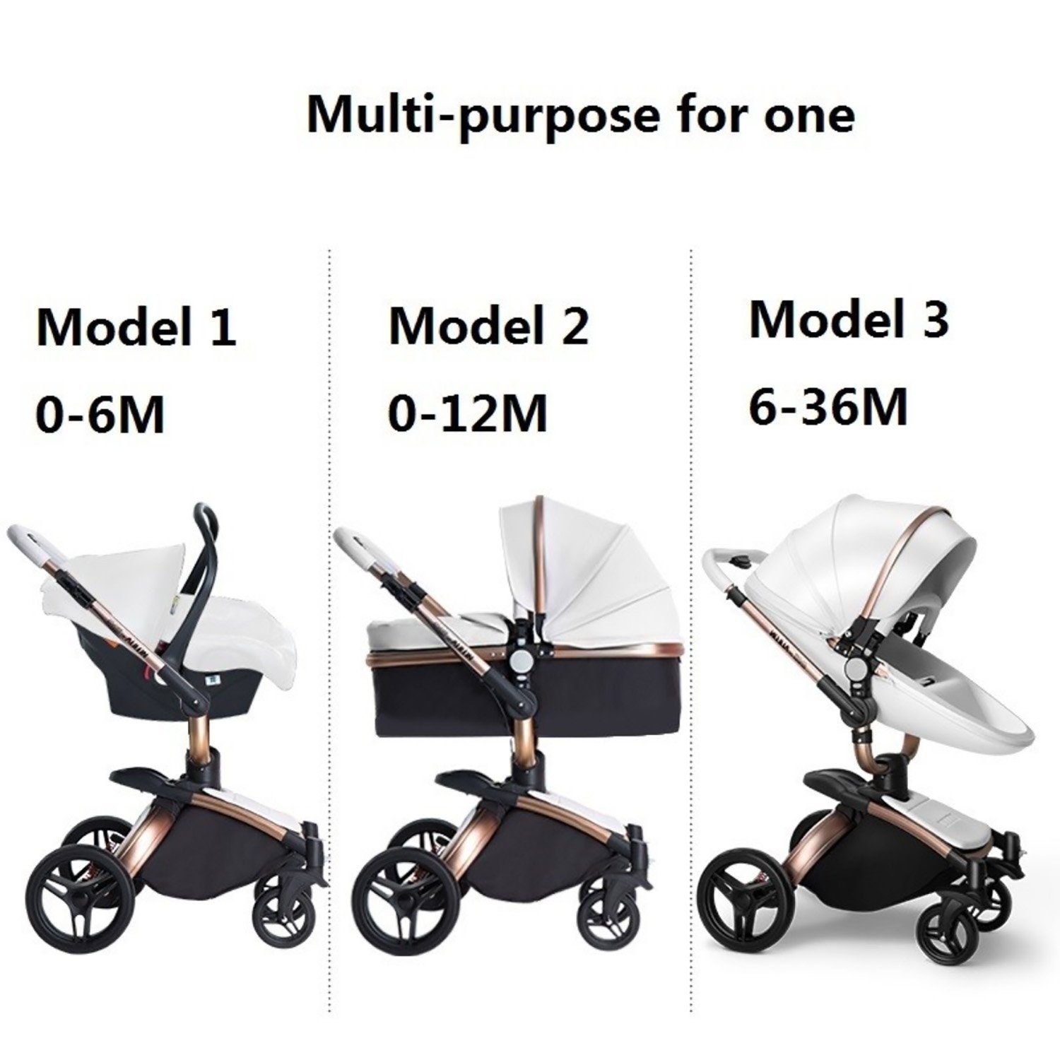 TPFLiving Kombi-Kinderwagen Babyschale Baby, Buggy Babywanne Kinderwagen 3 in 1 inkl. Stauraum Kunstleder Schwarz