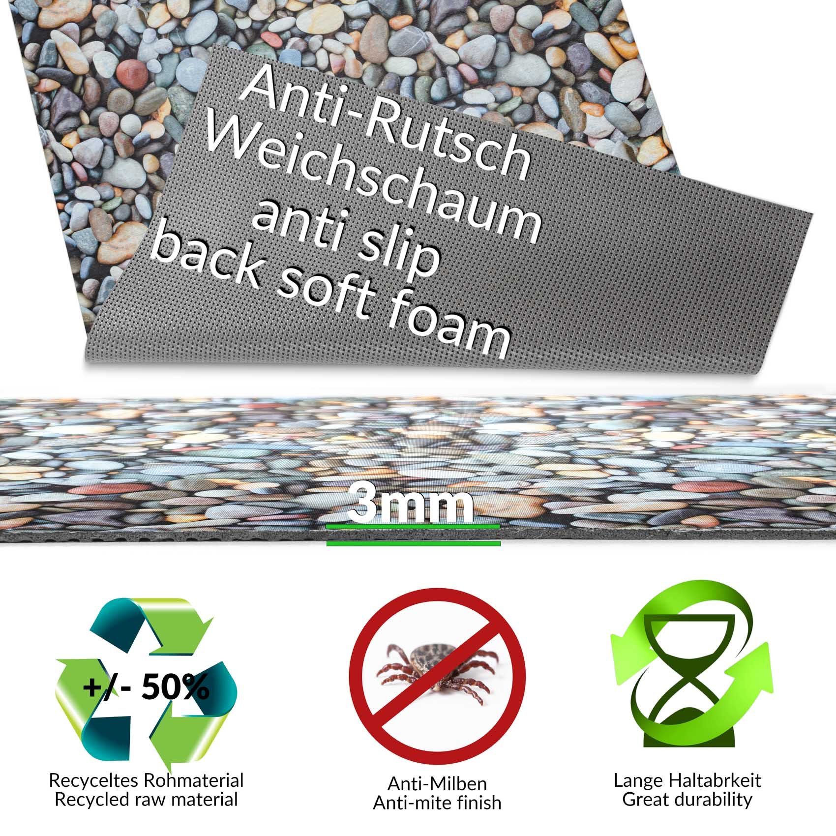 Küchenläufer Küchenläufer Läufer Küchenteppich Teppich Textil RANNA Premium Steine, ANRO, Rechteckig, Höhe: 3 mm, Textil