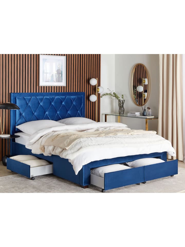 Beliani Doppelbett LIEVIN in Blau - (W) 165 x (H) 122 x (L) 217 cm günstig kaufen onesize