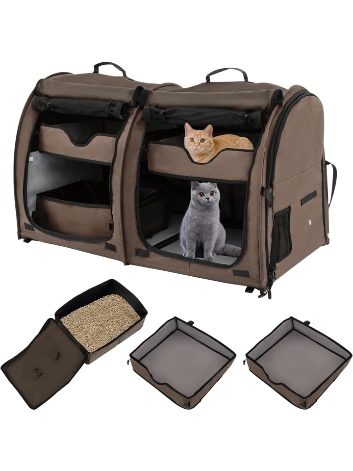 COSTWAY Hunde-Transportboxen in Braun günstig kaufen 100 cm