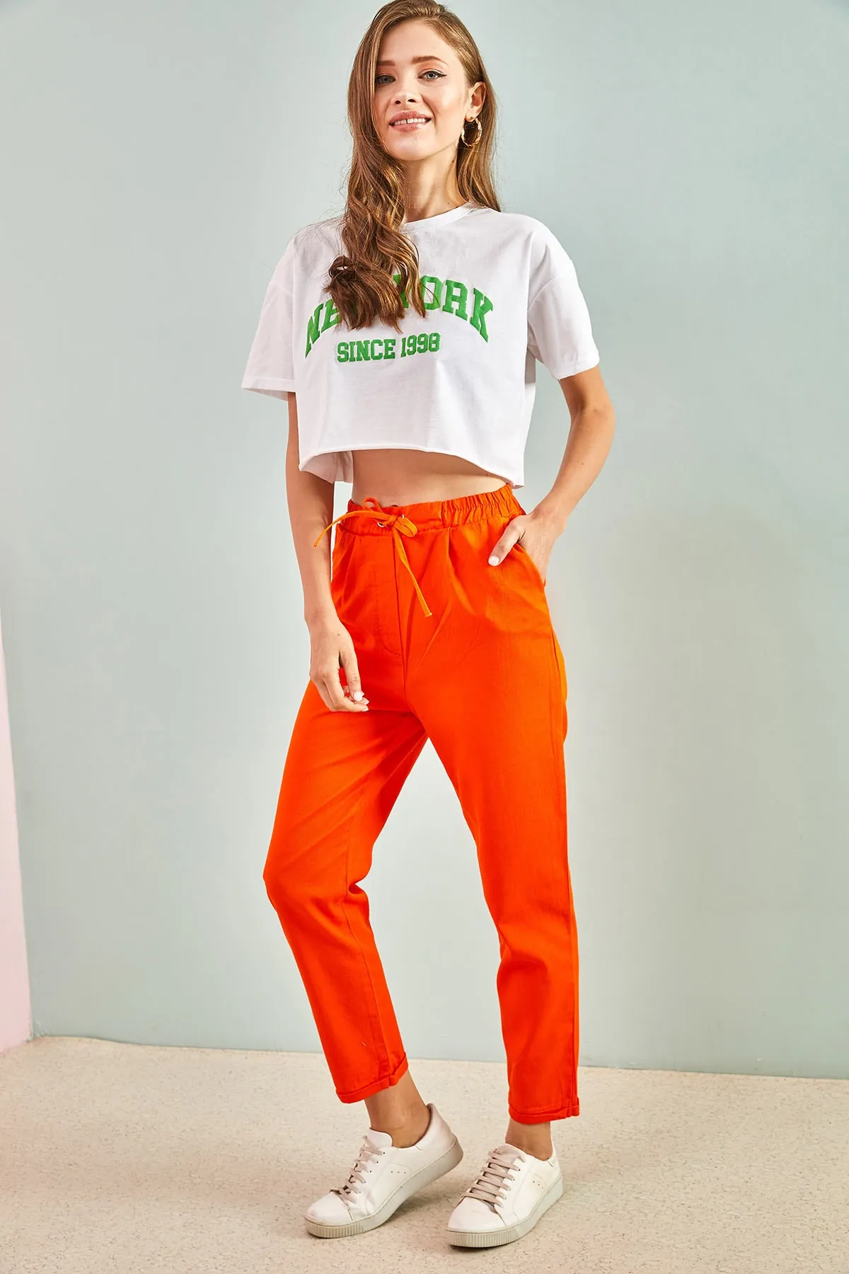 Bianco Lucci  Damen-Hose aus Gabardine mit Ösen 3929