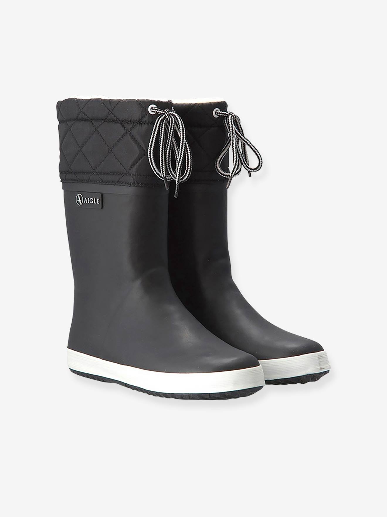 Bottes de pluie fourrées enfant Lolly Pop Giboulée AIGLE® marine blanc