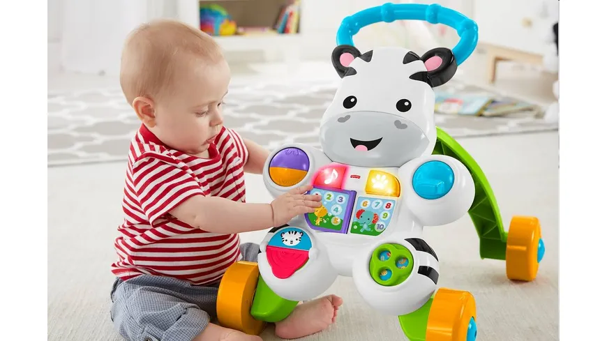 Fisher-Price Lern mit mir Zebra-Lauflernwagen, Baby Lauflernhilfe, Laufwagen
