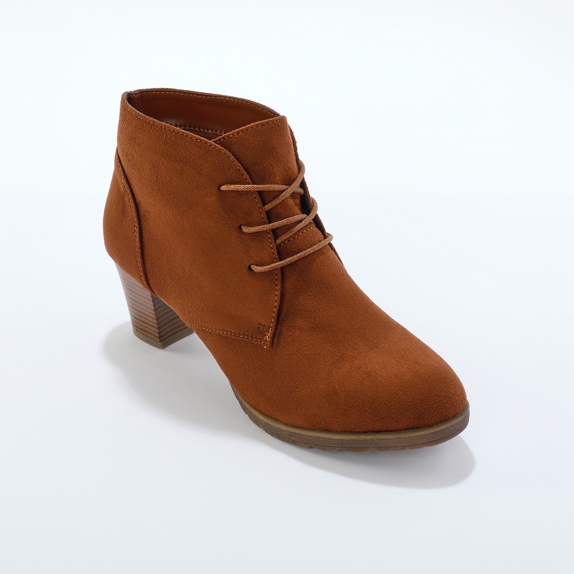 Low-boots à talon effet bois