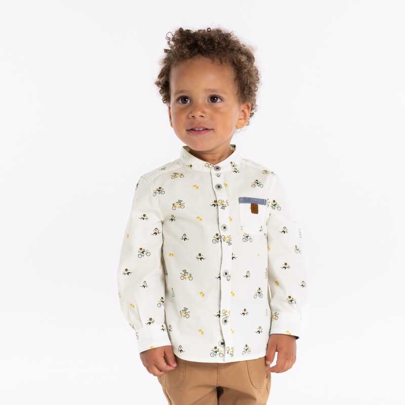 Chemise animaux coton fantaisie blanche bébé garçon