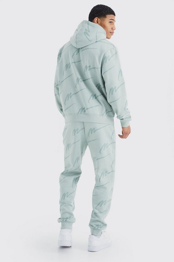 Man Signature Hoodie-Trainingsanzug mit Print