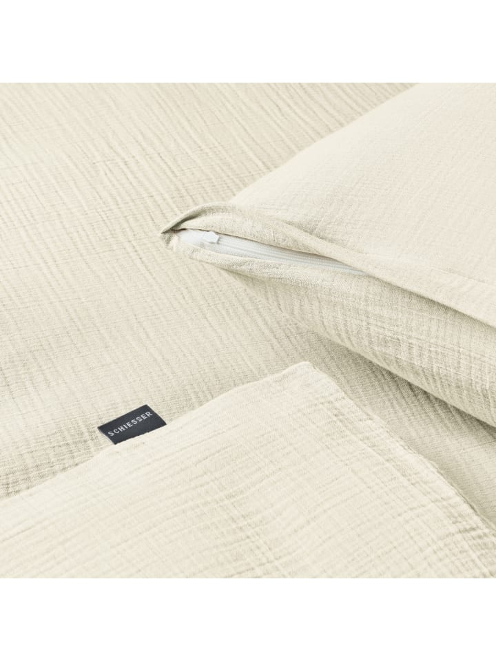 Schiesser Musselin-Bettwäscheset Molly in Offwhite günstig kaufen 135 x 200 cm