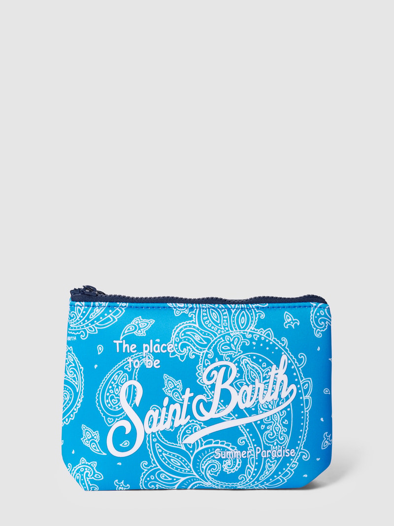 Kulturtasche mit Allover-Muster Modell 'ALINE SPONGE' in royalblau