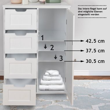 MIADOMODO Badkommode Badezimmerschrank - Weiß, MDF, Verstellbare Regalebenen, 55x30x82cm