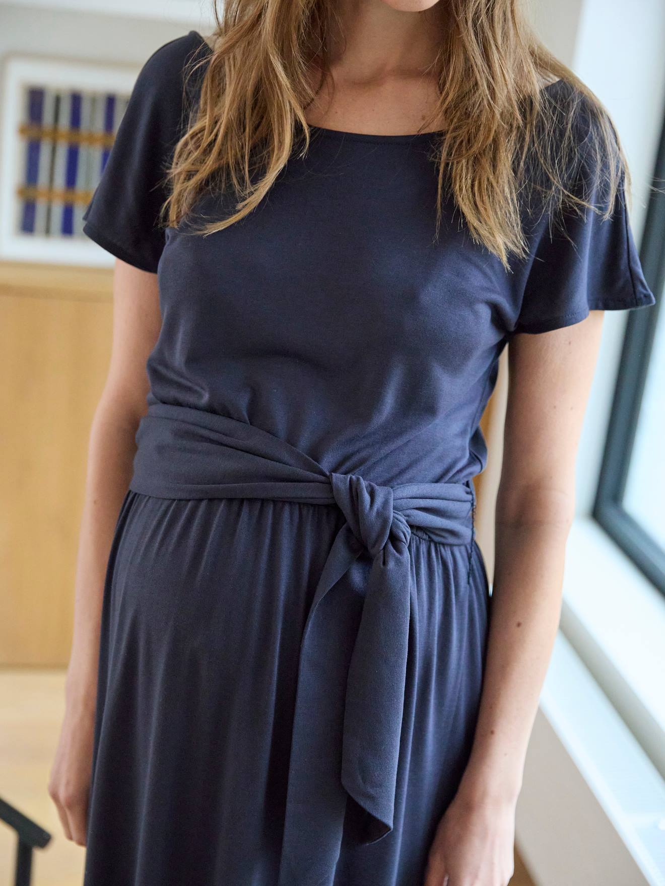 Vertbaudet Langes Jerseykleid für die Schwangerschaft - anthrazit