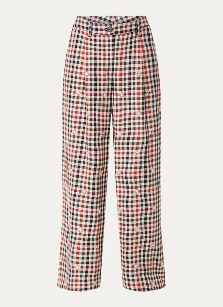 Pantaloni cu talie înaltă și croială largă de la Essential Antwerp Harmony, cu model în carouri și cristale.