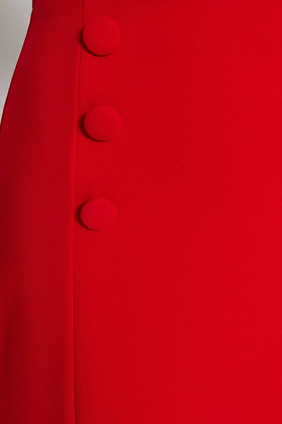 Trendyol Collection  Roter eleganter Crêpe-Mini-Bleistiftrock aus Stretch-Strick mit Knopfleiste TWOAW24ET00025