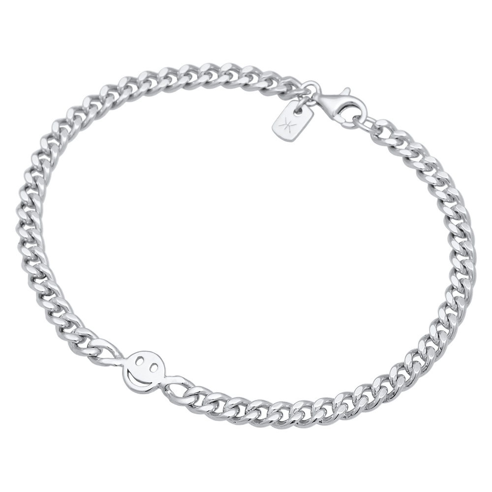 KUZZOI KUZZOI Bracelet Hommes Smile Emoji basique en argent sterling 925 Bracelet